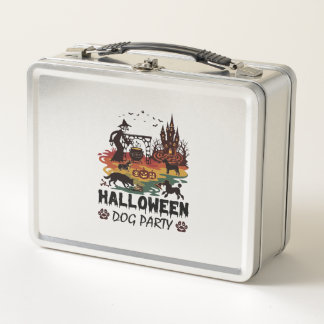 Halloween-Hundeparty Hexenhunde Kürbisse Schloss_1 Metall Brotdose
