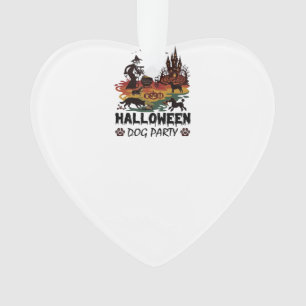 Halloween-Hundeparty Hexenhunde Kürbisse Schloss_1 Ornament