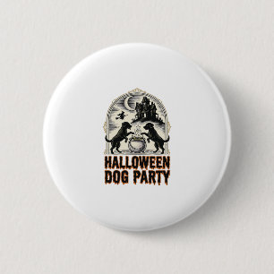 Halloween-Hundeparty Vintage Hexenkessel Design_ Button