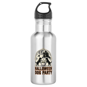 Halloween-Hundeparty Vintage Hexenkessel Design_ Edelstahlflasche