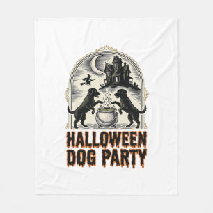Halloween-Hundeparty Vintage Hexenkessel Design_ Fleecedecke