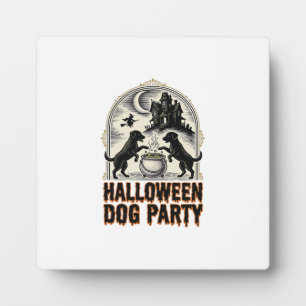 Halloween-Hundeparty Vintage Hexenkessel Design_ Fotoplatte