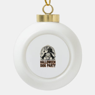 Halloween-Hundeparty Vintage-Hexenkessel-Design_ Keramik Kugel-Ornament