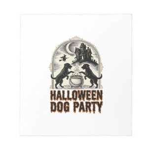 Halloween-Hundeparty Vintage Hexenkessel Design_ Notizblock
