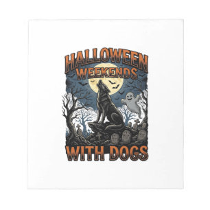Halloween-Hundeshirt Vintage-Friedhof-Welpe Notizblock