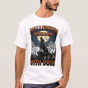 Halloween-Hundeshirt Vintage-Friedhof-Welpe T-Shirt