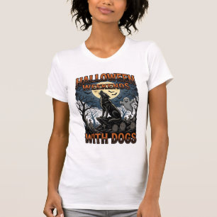 Halloween-Hundeshirt Vintage-Friedhof-Welpe T-Shirt