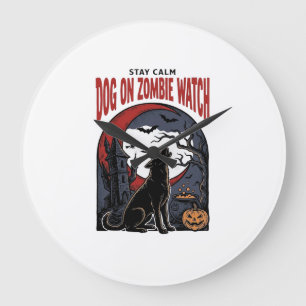 Halloween-Hundeshirt Zombie Patrol Design_1 Große Wanduhr