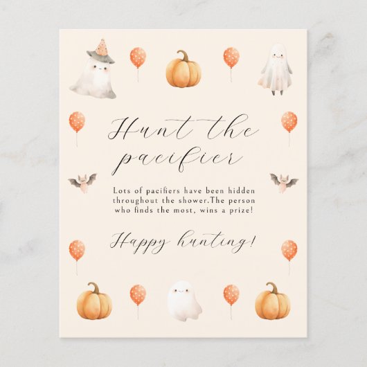 Halloween Hunt Schnuller Baby Shower Games Flyer (Vorne)