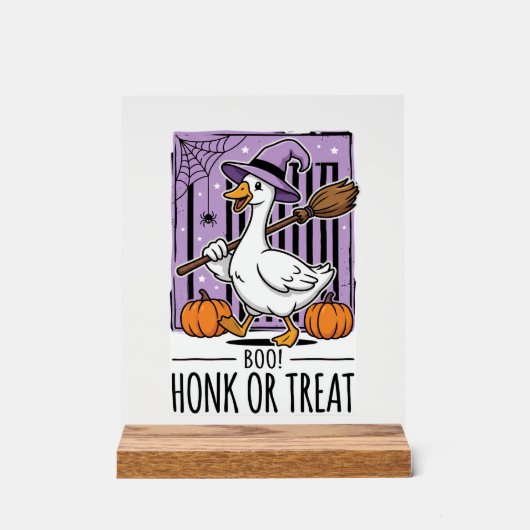 Halloween Hupen oder behandeln Hexen Gans Acrylschild (Vorderseite)
