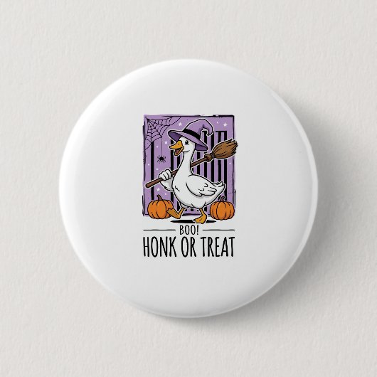 Halloween Hupen oder behandeln Hexen Gans Button (Vorderseite)