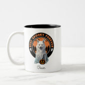 Halloween Husky Ghost Bleibe Spooky Personalisiert Zweifarbige Tasse (Links)