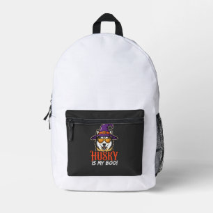 Halloween Husky ist mein Boo Hexenhut Bedruckter Rucksack