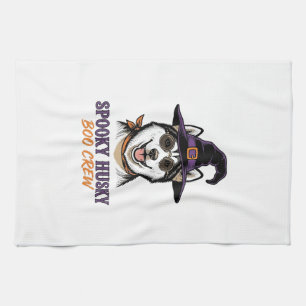 Halloween-Husky-Shirt Hexen-Hund Vintage-Grafik Geschirrtuch