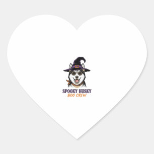 Halloween-Husky-Shirt Hexen-Hund Vintage-Grafik Herz-Aufkleber