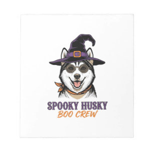 Halloween-Husky-Shirt Hexen-Hund Vintage-Grafik Notizblock
