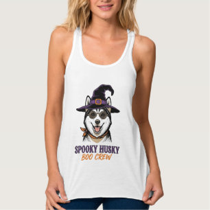 Halloween-Husky-Shirt Hexen-Hund Vintage-Grafik Tank Top
