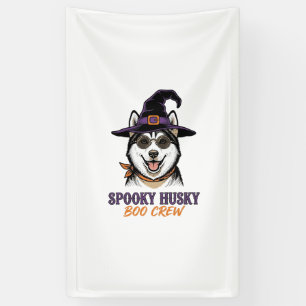Halloween Husky-Shirt Hexenhund Vintage-Grafik Banner