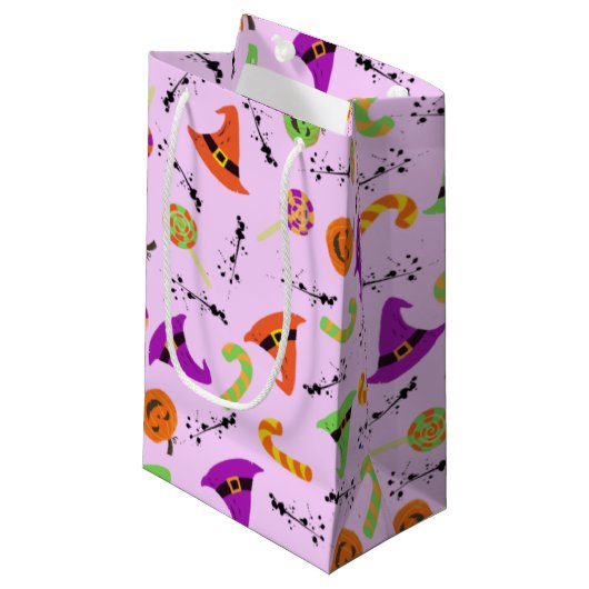 Halloween-Hut-Candy & Pumpkins Kleine Geschenktüte (Vorderseite Schrägansicht)