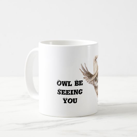 Halloween-Hut Eule wird dich sehen Kaffeetasse (Vorderseite Links)