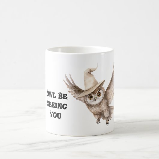 Halloween-Hut Eule wird dich sehen Kaffeetasse (Mittel)