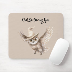 Halloween-Hut Eule wird dich sehen Mousepad