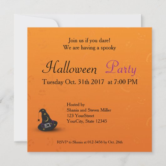 Halloween-Hut mit Spider Einladung (Rückseite)