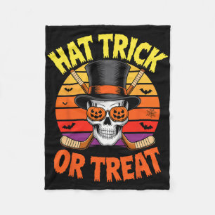 Halloween-Hut-Trick-or-Treat-Eishockey-Totenkopf Fleecedecke