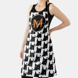 Halloween Hut und Black Cat Monogramm Schürze