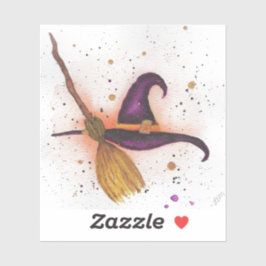 Halloween-Hut und Broom Aufkleber