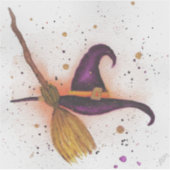 Halloween-Hut und Broom Aufkleber (Vorderseite)