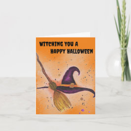 Halloween-Hut und Broom Einladung