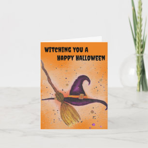 Halloween-Hut und Broom Einladung
