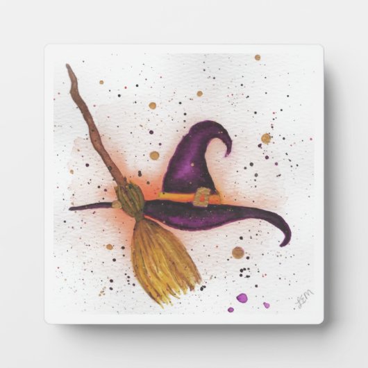 Halloween-Hut und Broom Fotoplatte (Vorderseite)