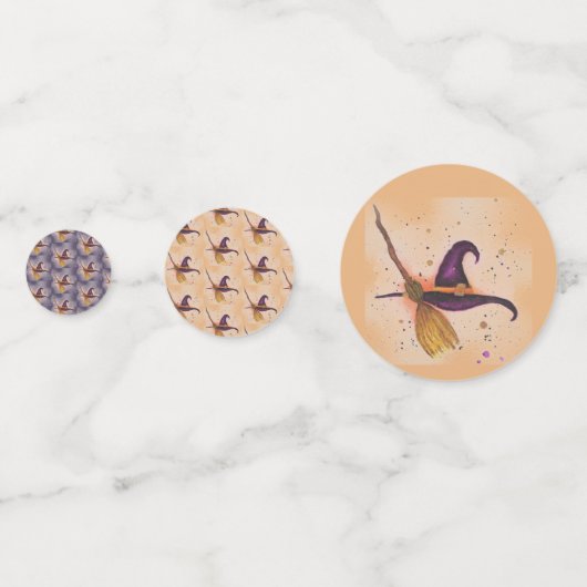 Halloween-Hut und Broom Konfetti (Rückseiten)