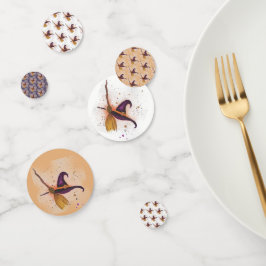 Halloween-Hut und Broom Konfetti