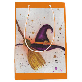 Halloween-Hut und Broom Mittlere Geschenktüte