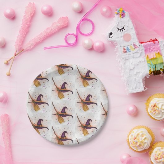 Halloween-Hut und Broom Pappteller (Party)