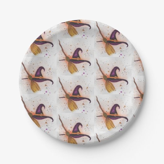 Halloween-Hut und Broom Pappteller (Vorderseite)