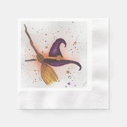 Halloween-Hut und Broom Serviette (Vorderseite)
