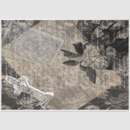 Halloween Hydrangea und Cross Vintage Buchseite Seidenpapier