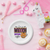 Halloween I Am A Witch Before Coffee Birthday Pappteller (Party)