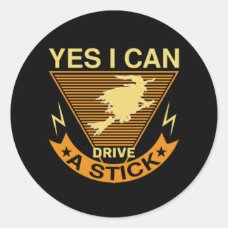Halloween I Can Drive A Stick Birthday Runder Aufkleber