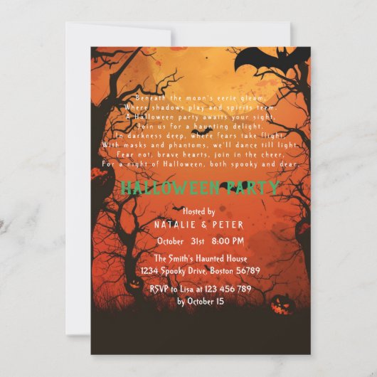 Halloween I Dark Forest Gedicht Einladung (Vorderseite)