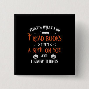 Halloween I Spell On You And Read Books Birthday Button