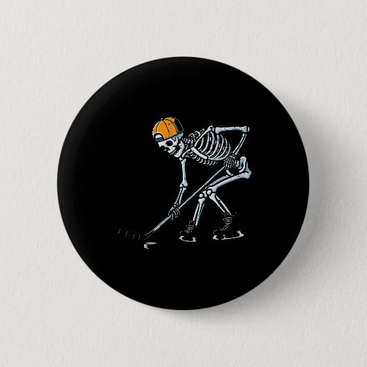 Halloween Ice Hockey Skeleton Costume Boys Kids Yo Button (Vorderseite)