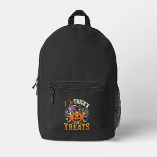 Halloween Ich mache Tricks für Süßigkeiten Kürbis Bedruckter Rucksack