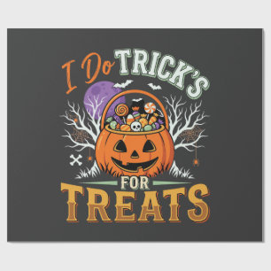 Halloween Ich mache Tricks für Süßigkeiten Kürbis Geschenkpapier