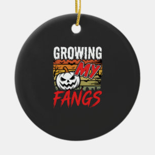 Halloween Ich wachse meine Fangzähne Vampir-Kürbis Keramik Ornament