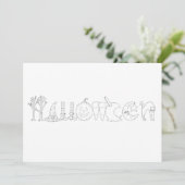Halloween Icons Coloring Book Postcard Karte (Stehend Vorderseite)